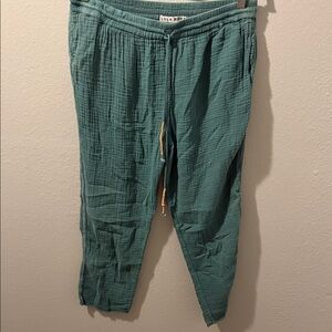 Lola river green/blue large waffle knit pant